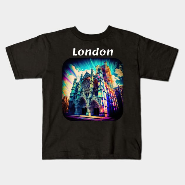 Westminster Abbey v1 Kids T-Shirt by AI-datamancer